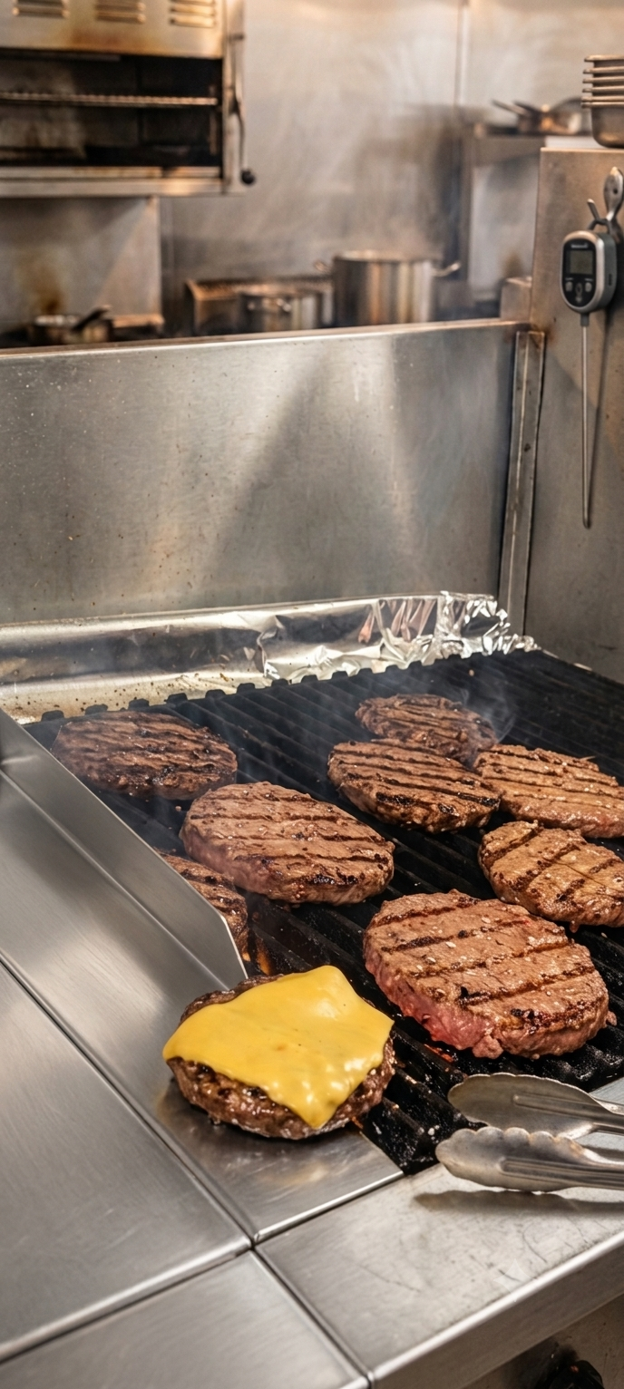 Hamburguesas Angus en la parrilla al carbón de López Burger